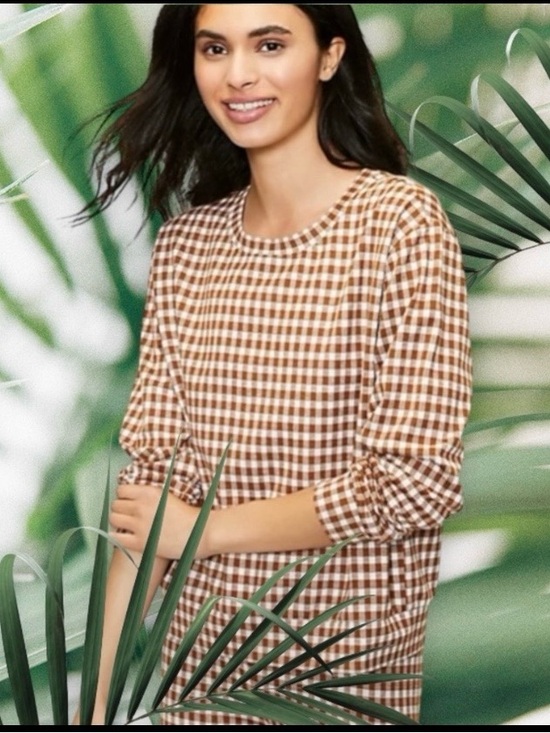 Lou & Grey Tops - LOU AND GREY BIRDSEYE GINGHAM PONTE SWEATSHIRT SIZE LARGE